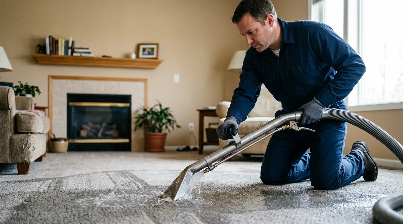 Water damage restoration technician working near Hartford, KY
